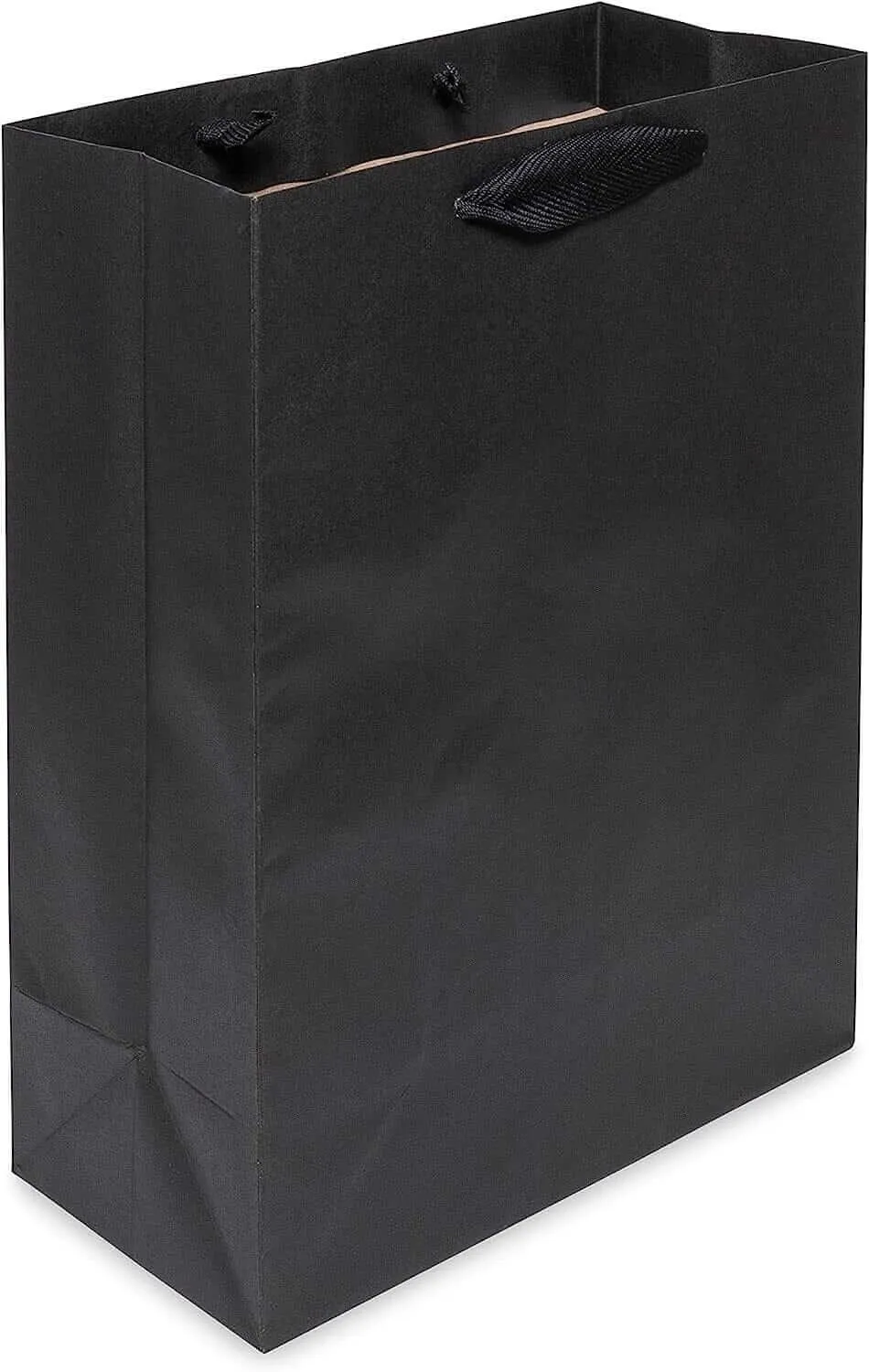 10x5x13 Medium Black Paper Bags with Ribbon Handles