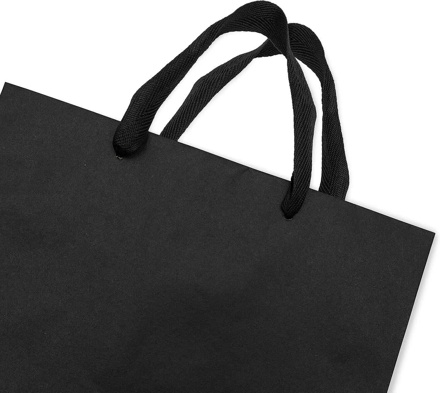 10x5x13 Medium Black Paper Bags with Ribbon Handles