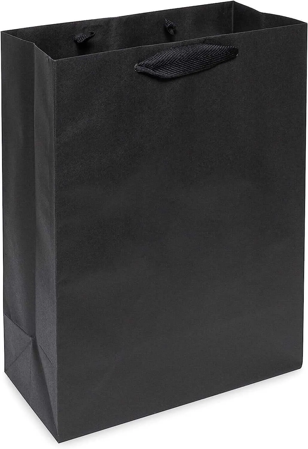 10x5x13 Medium Black Paper Bags with Ribbon Handles