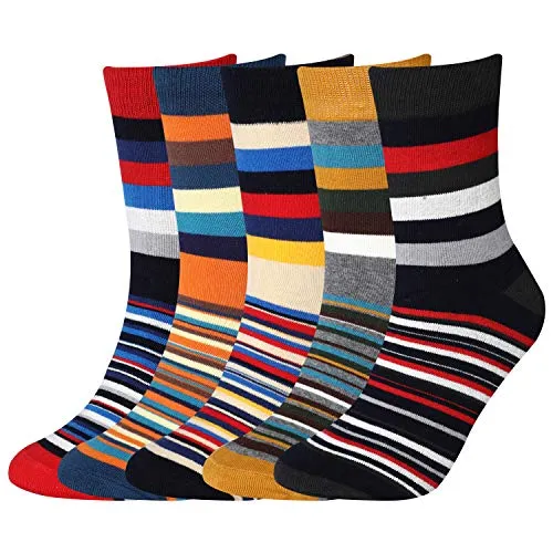 5Pcs Mens Dress Socks Crew Pack