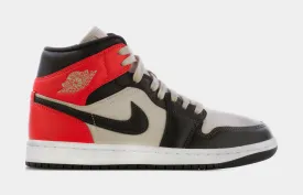 Air Jordan 1 Mid Newsprint Womens Lifestyle Shoes (Black/Crimson Red) Free Shipping