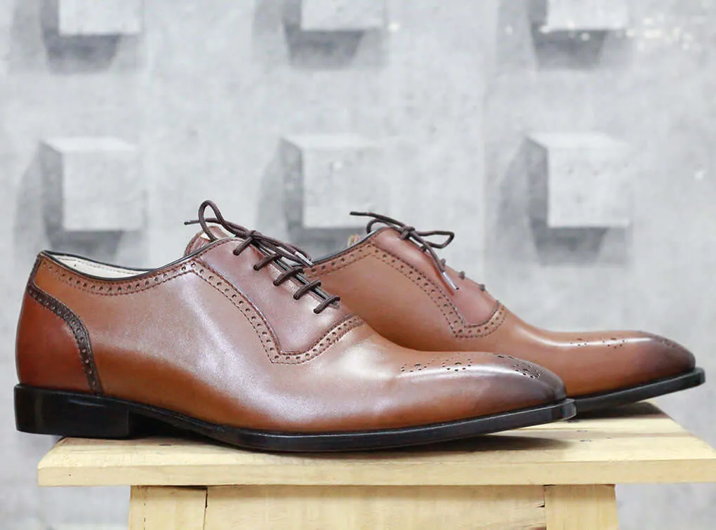 Bespoke Brown Leather Lace Up Shoe for Men