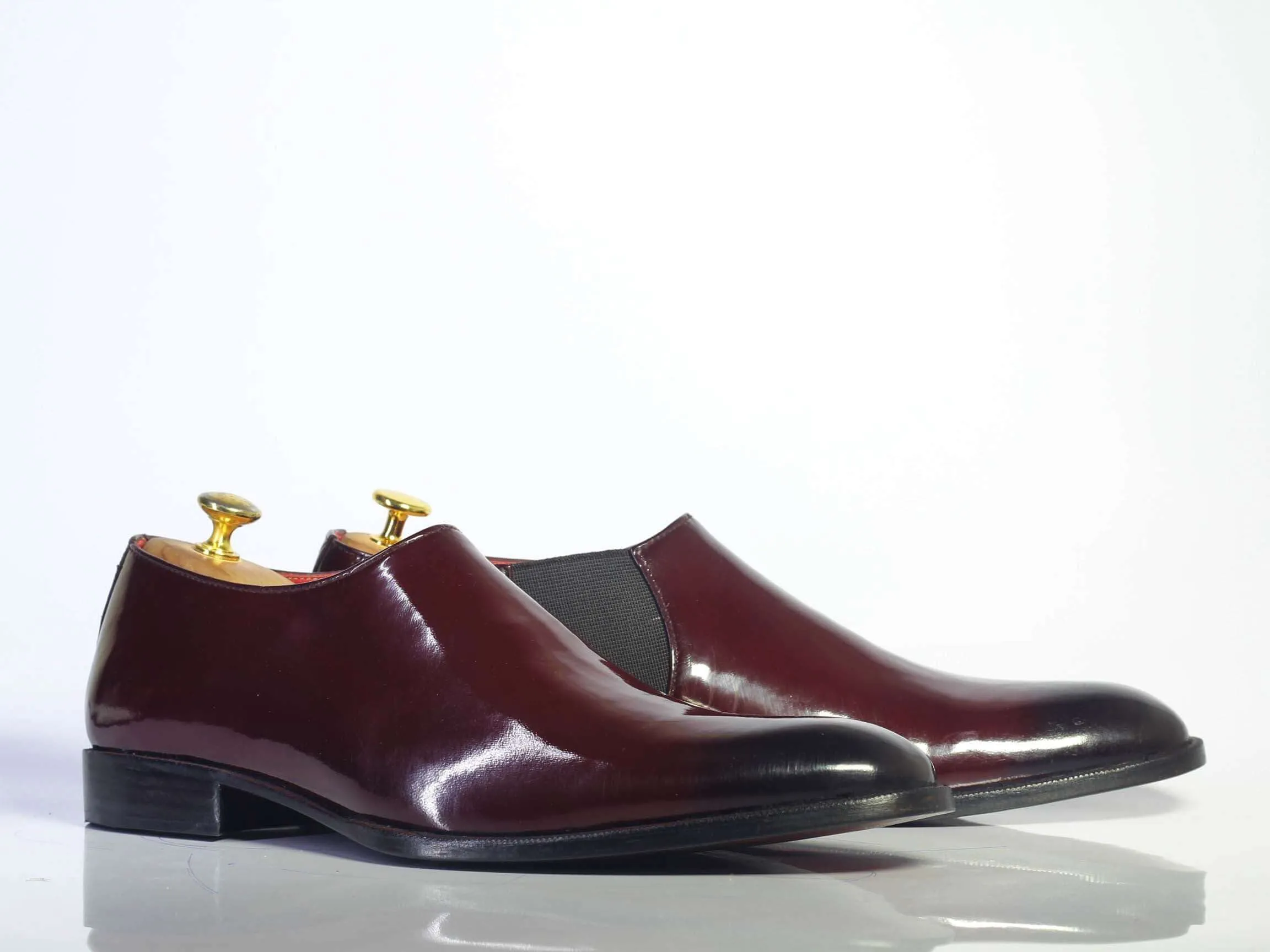 Bespoke Burgundy Leather Chelsea Shoe for Men