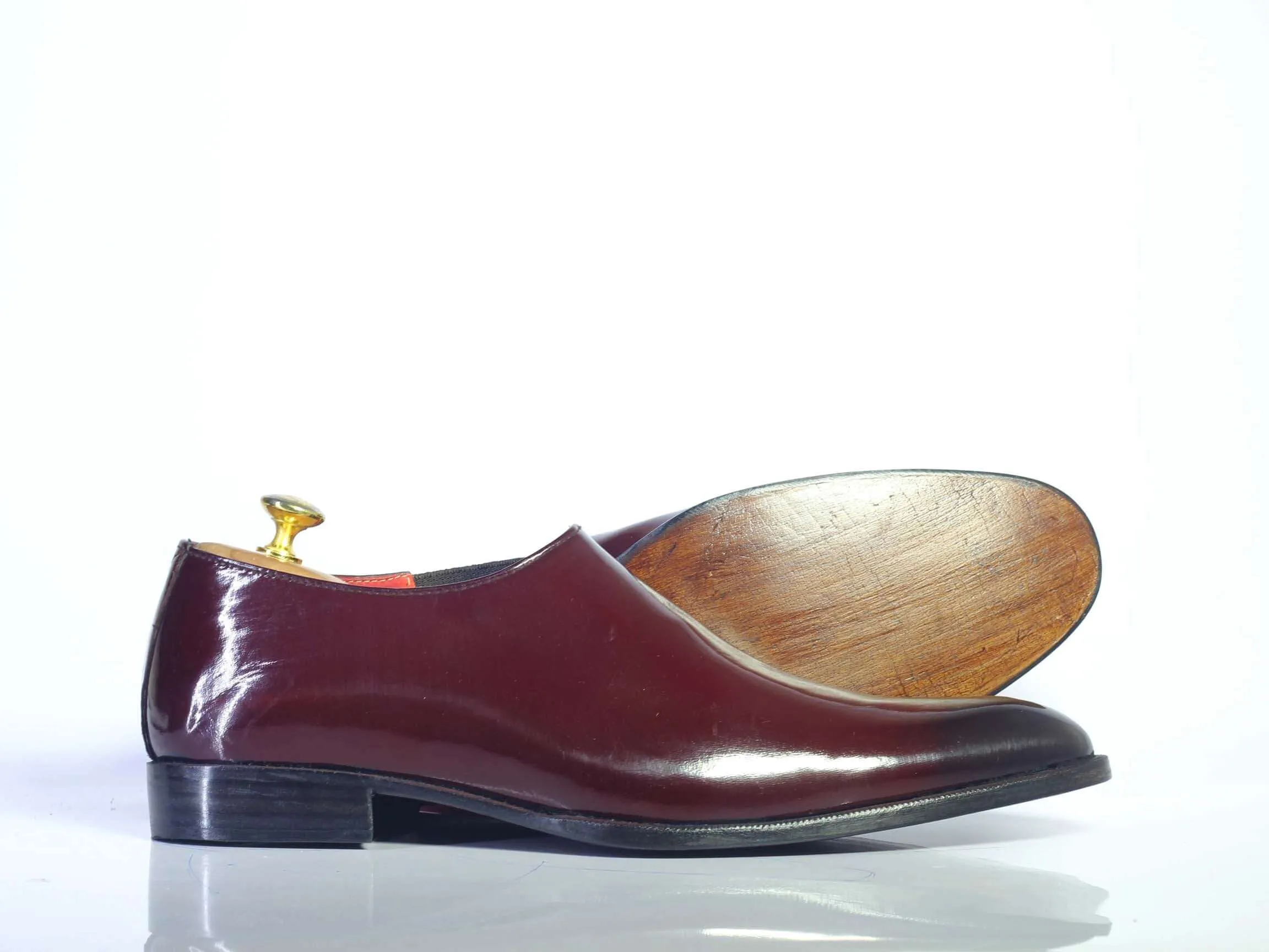 Bespoke Burgundy Leather Chelsea Shoe for Men