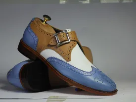 Bespoke Multi Color Leather Buckle up Shoe for Men's