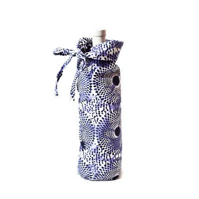 Blue and White Cotton Wine Bag