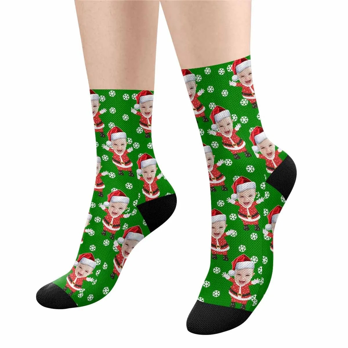 Custom Face Christmas Snowflake Socks