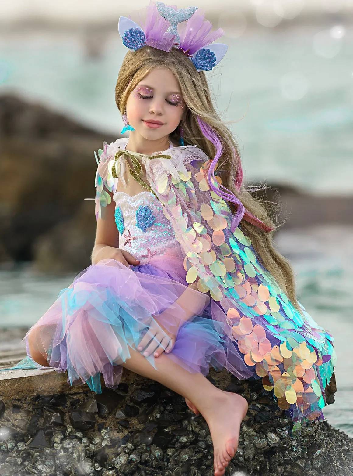 Girls Deluxe Mermaid Unicorn Costume