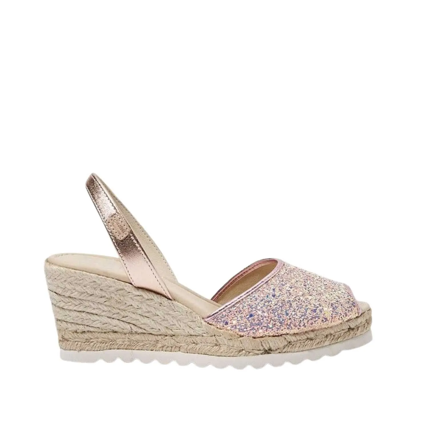 Glitter Leather Menorcan Espadrille For Women - Frida Montada 2006R Glitter