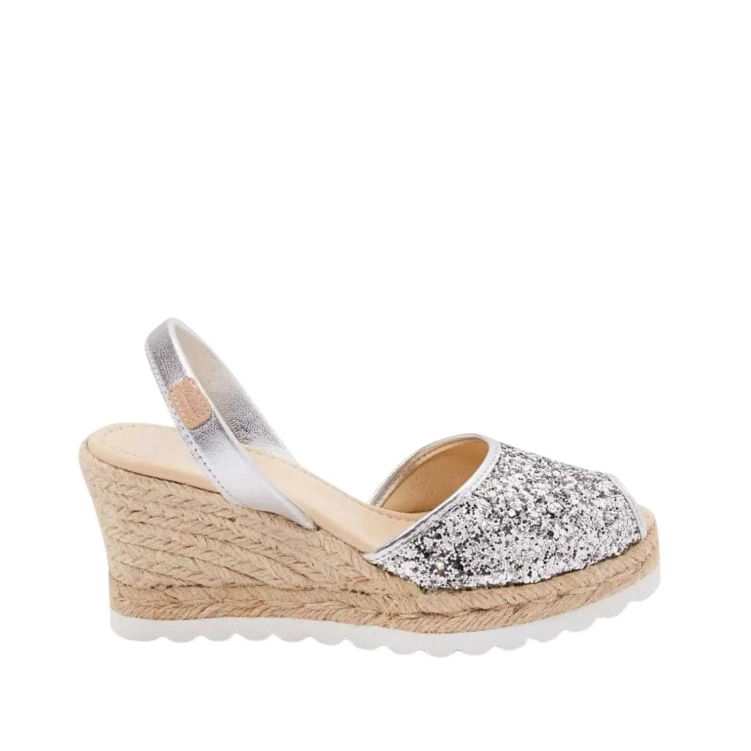 Glitter Leather Menorcan Espadrille For Women - Frida Montada 2006R Glitter