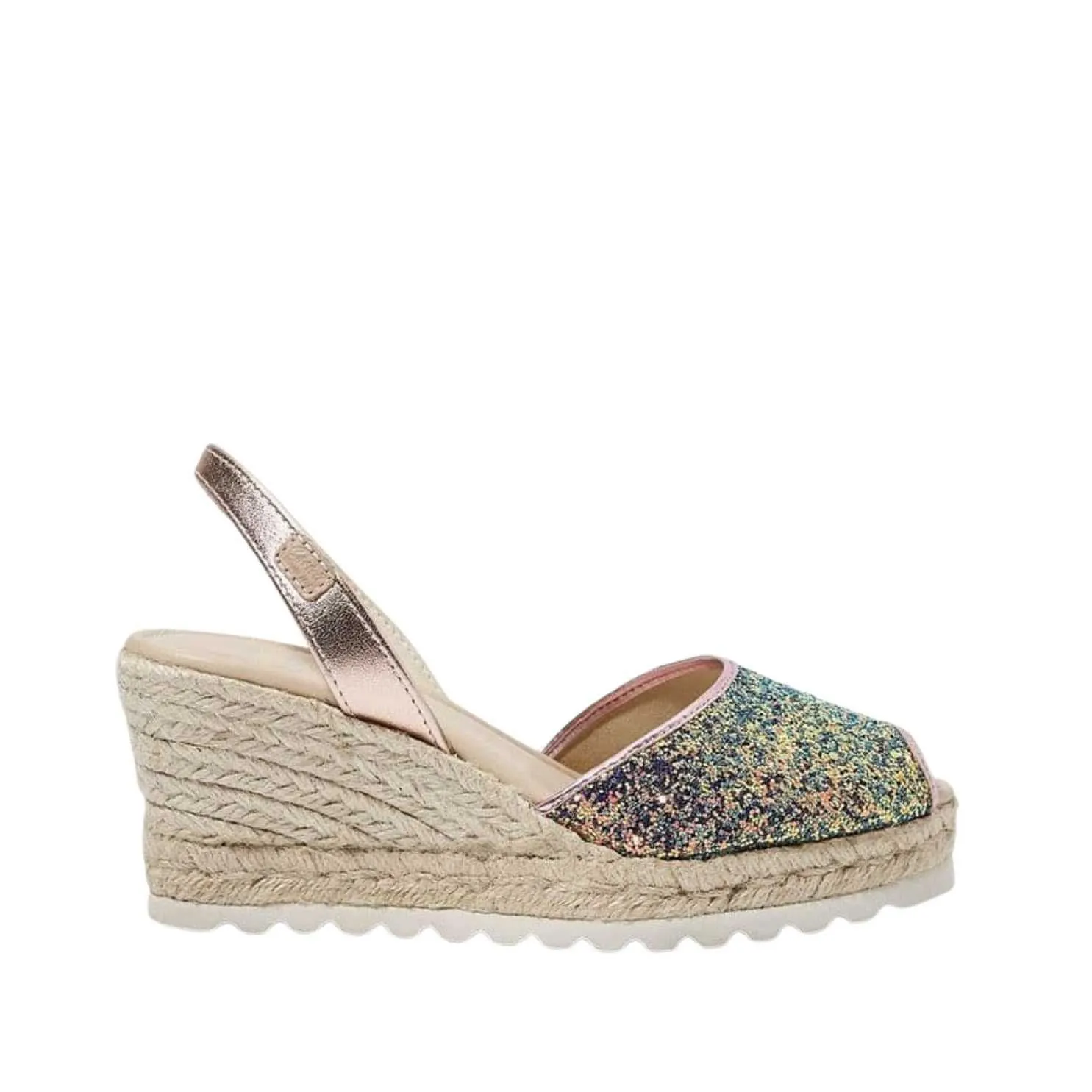 Glitter Leather Menorcan Espadrille For Women - Frida Montada 2006R Glitter