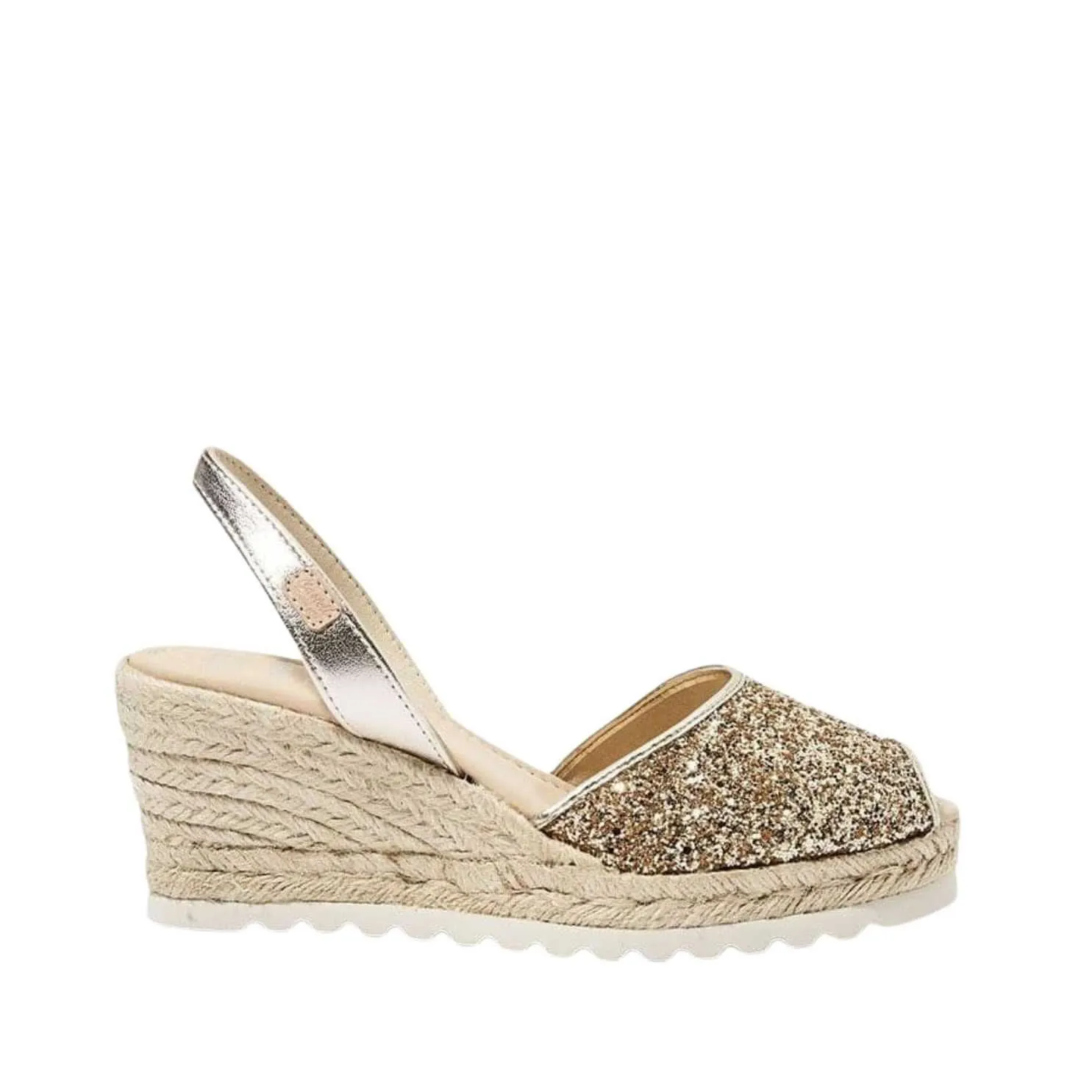 Glitter Leather Menorcan Espadrille For Women - Frida Montada 2006R Glitter