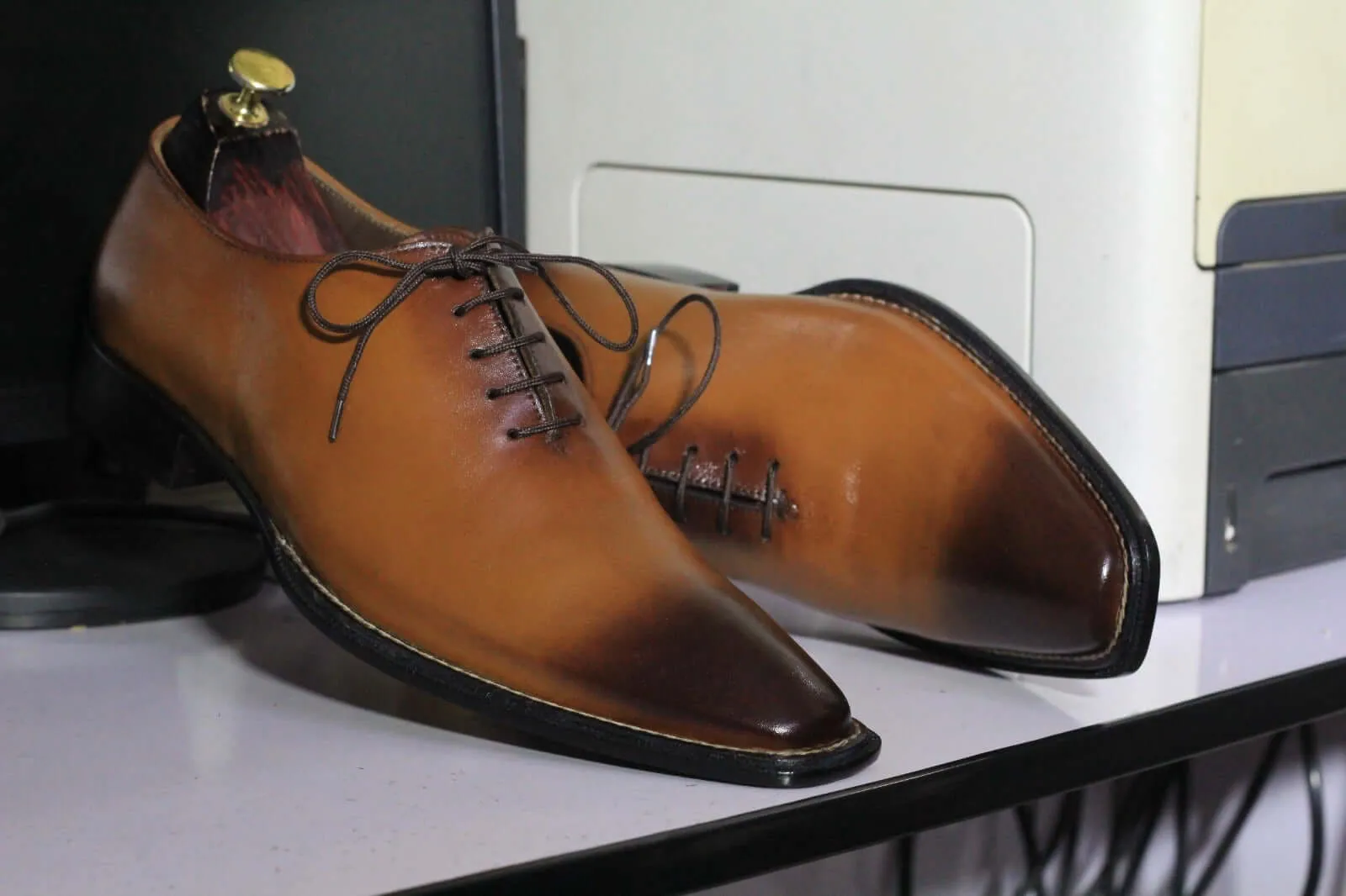 Hand stitched Brown Stylish Leather Shoes, Men's Lace Up Pure Leather Classic Shoes