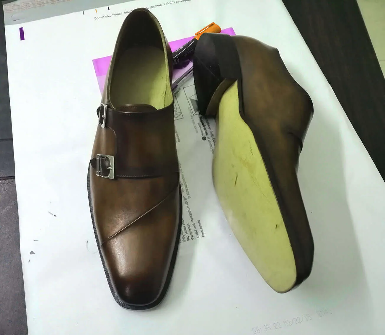 Handmade Brown Color Double Monk Strap Leather Shoes, Stylish Dress Formal Shoes