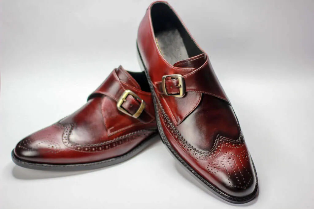 Handmade Brown Single Buckle WingTip Cow Leather Shoes , Formal Classic Shoes