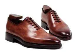 Handmade Men's Leather Brown Derby Shoes