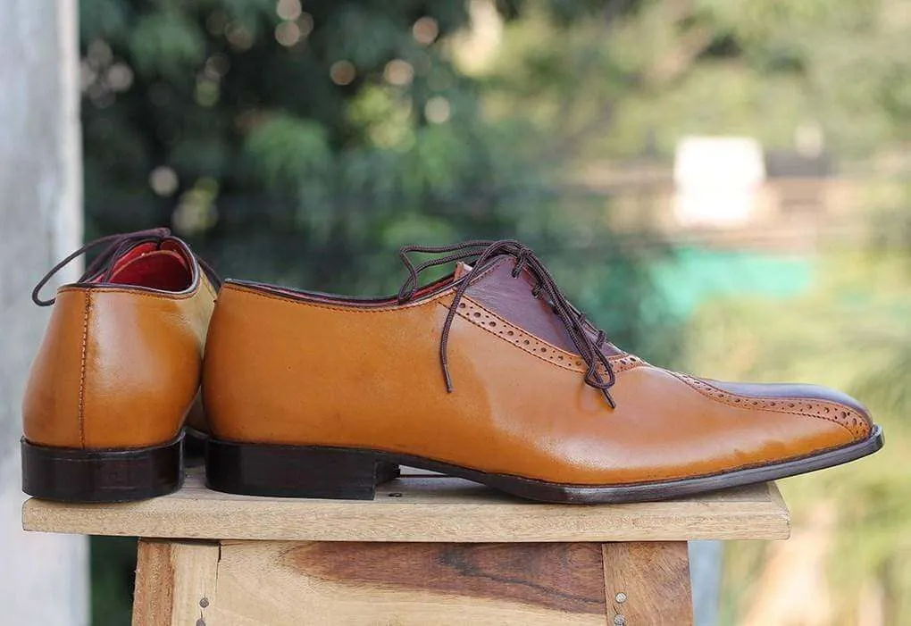 Handmade Tan Brown Stylish Leather Shoes For Men's