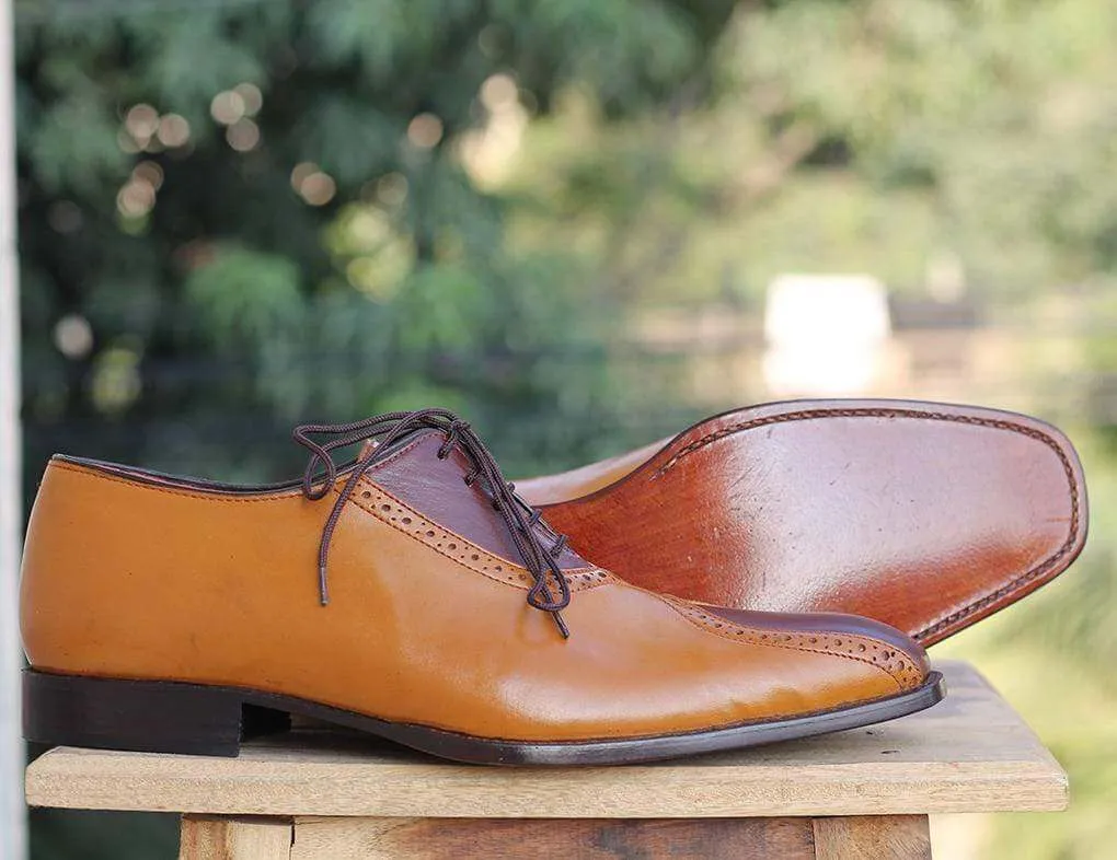 Handmade Tan Brown Stylish Leather Shoes For Men's