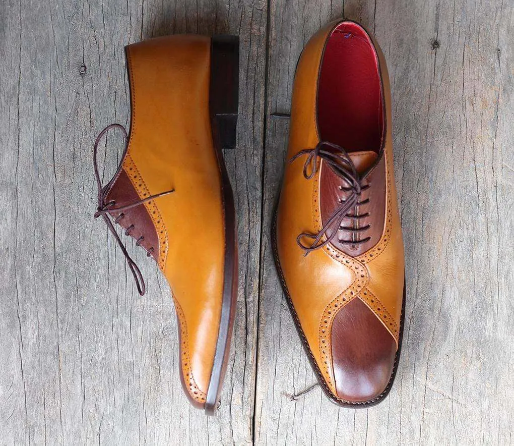 Handmade Tan Brown Stylish Leather Shoes For Men's