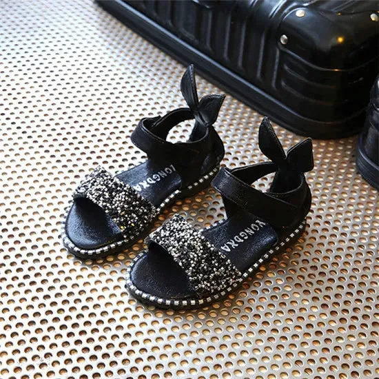 Kids Girls Sandals Beach Shoes Cute Sweet Princess Rhinestone With Rabbit Ear Soft Fashion Sandals - YGSD50610