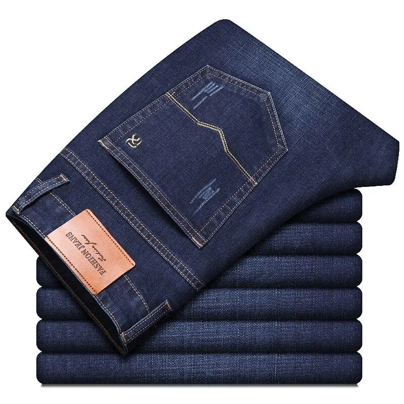 Men Classic Soft Style Cotton Stretch Regular Fit Denim Jeans Trousers