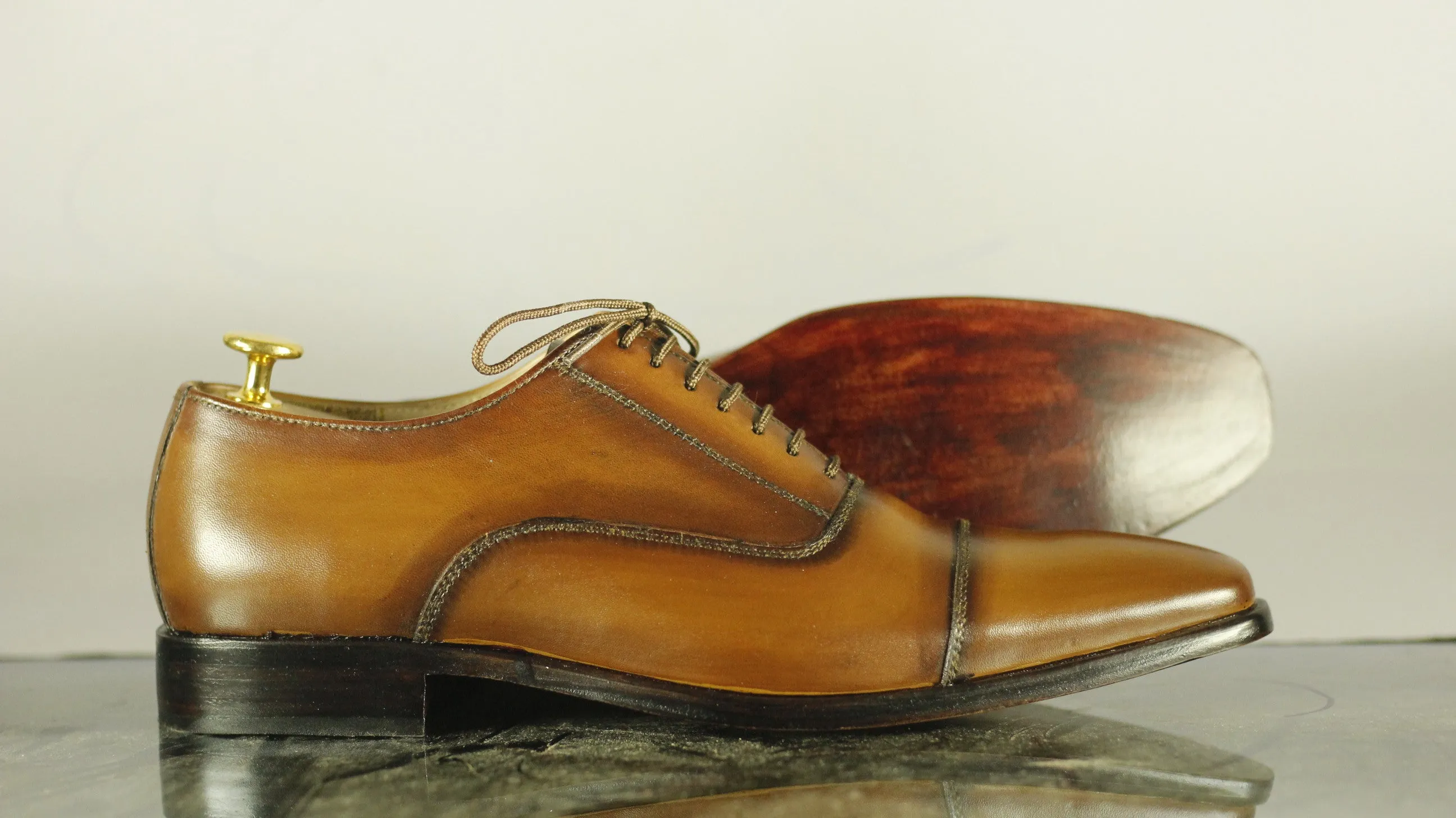 Men's Brown Brown Leather Shoe for Men