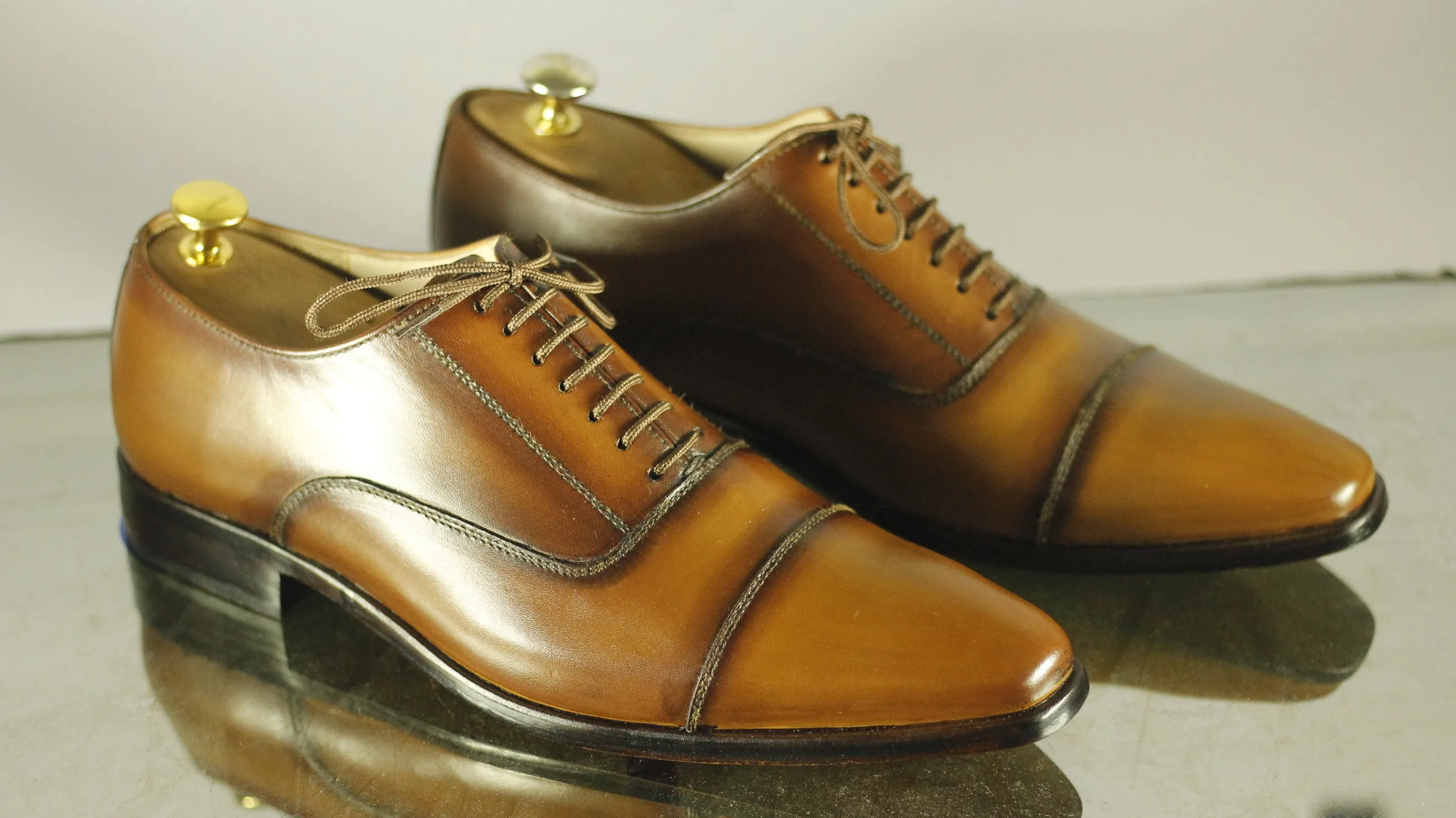 Men's Brown Brown Leather Shoe for Men