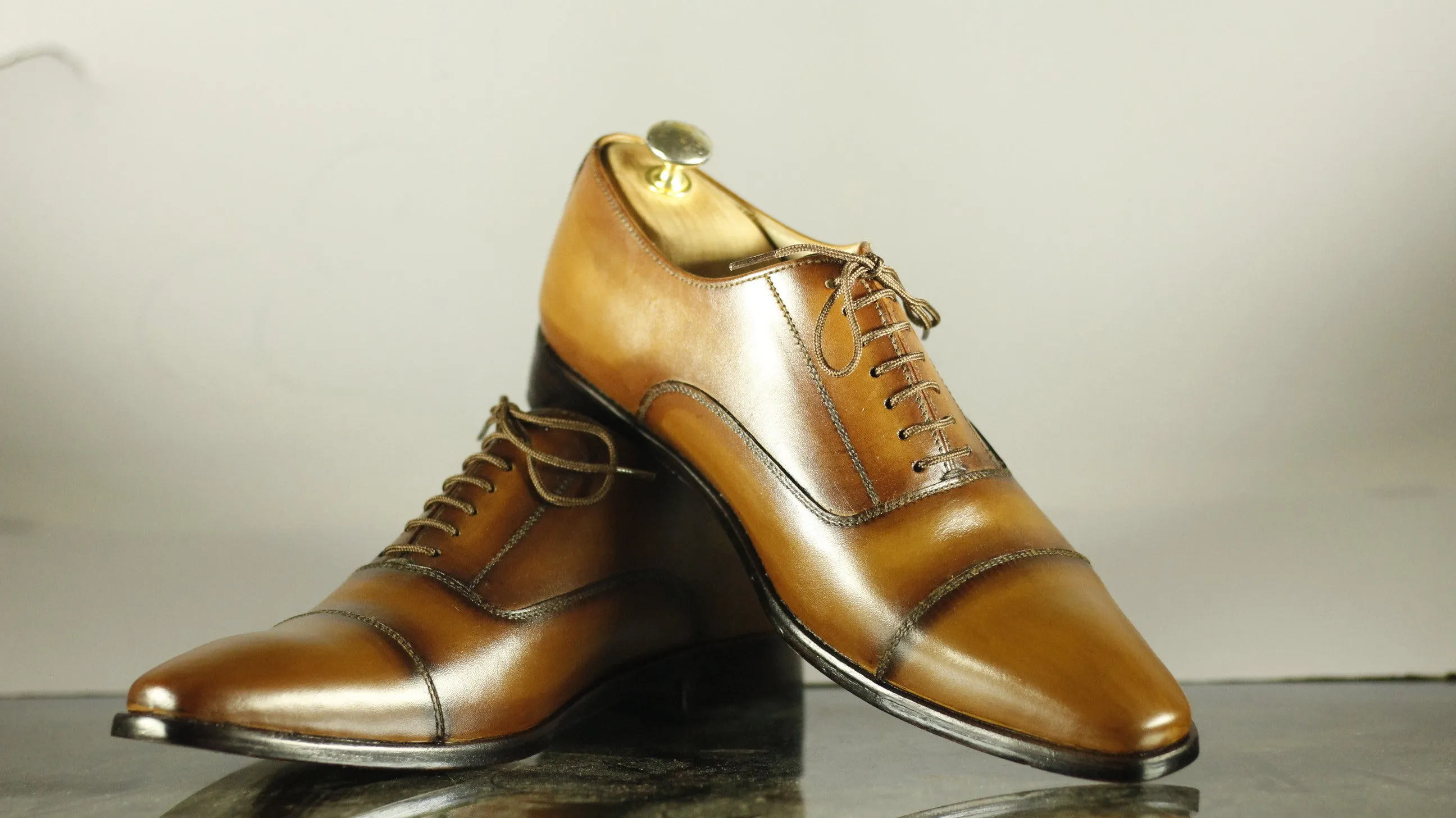 Men's Brown Brown Leather Shoe for Men