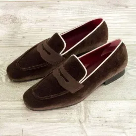 Men's Brown Penny Slip On Men Shoes