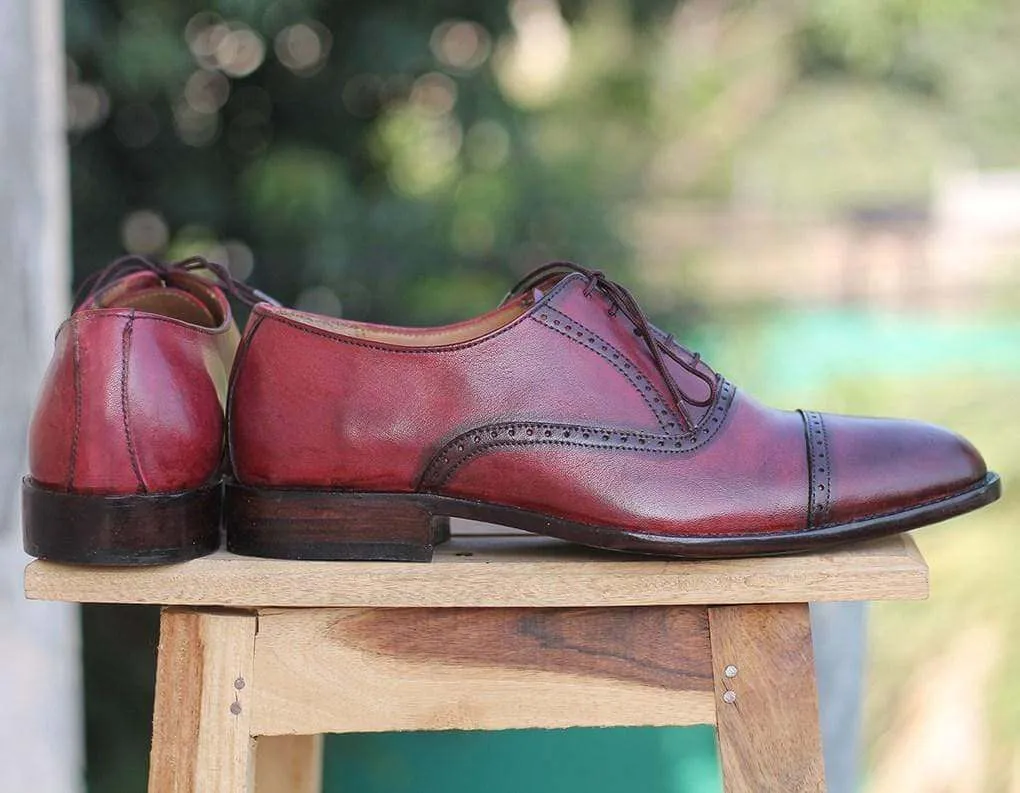 Men's Burgundy Oxford Cap Toe Shoe