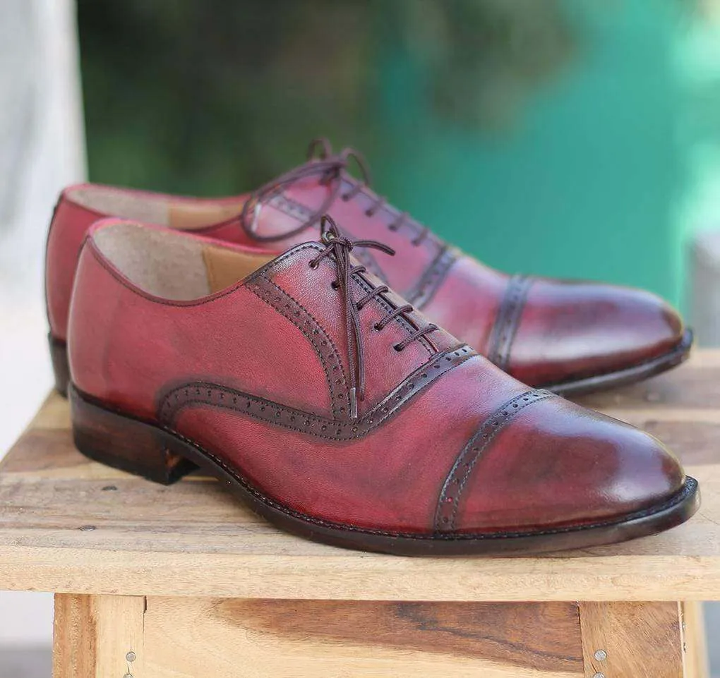 Men's Burgundy Oxford Cap Toe Shoe