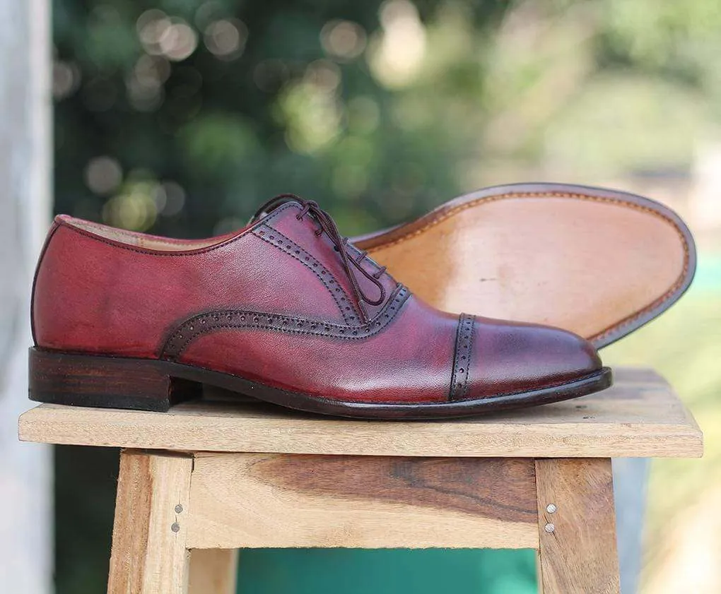 Men's Burgundy Oxford Cap Toe Shoe