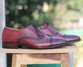 Men's Burgundy Oxford Cap Toe Shoe