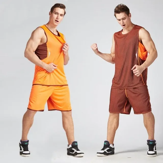 Reversible Men Throwback Basketball Jersey Sets