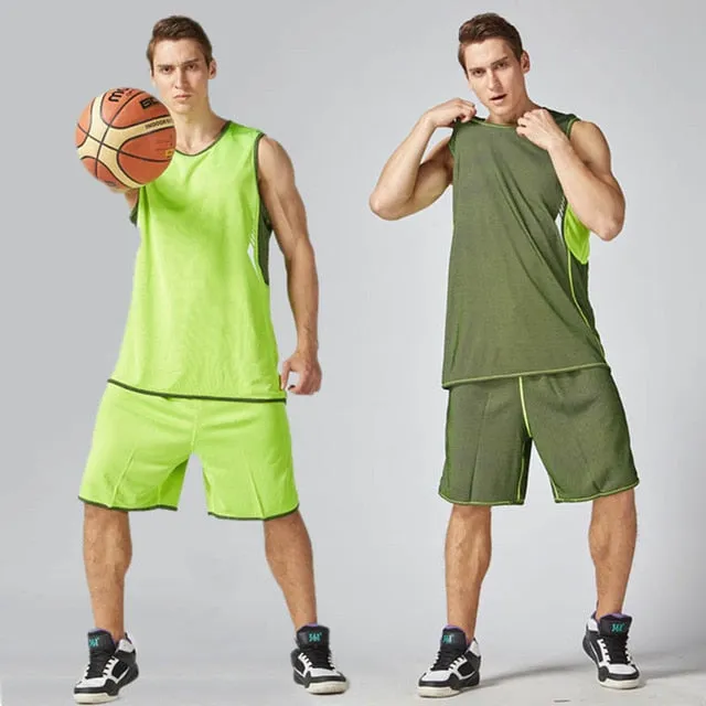 Reversible Men Throwback Basketball Jersey Sets