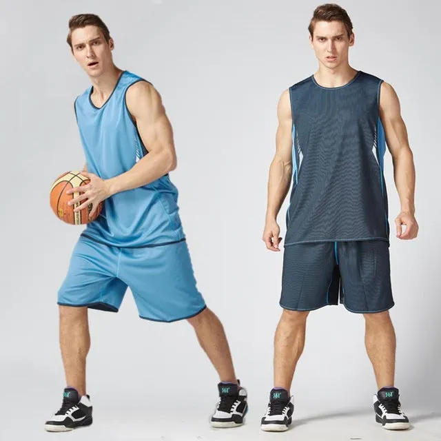 Reversible Men Throwback Basketball Jersey Sets