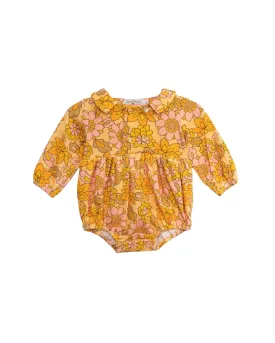 Seventies Retro Floral Collar Romper Yellow