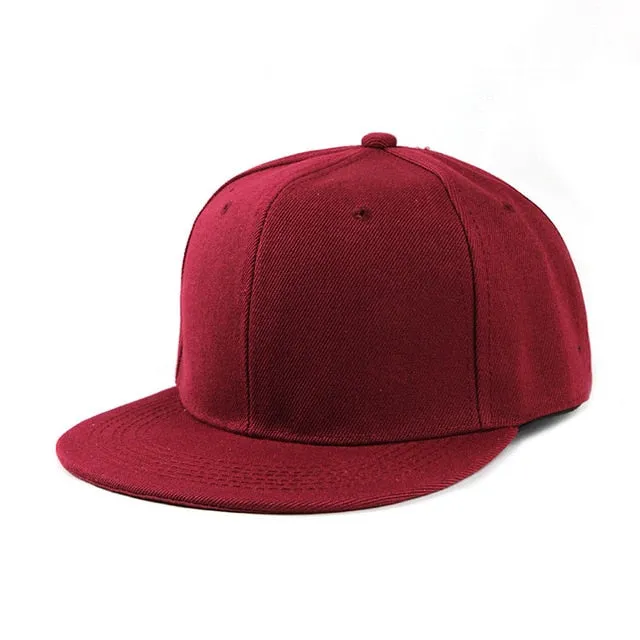 Solid Color Hip Hop Snapback Baseball Cap