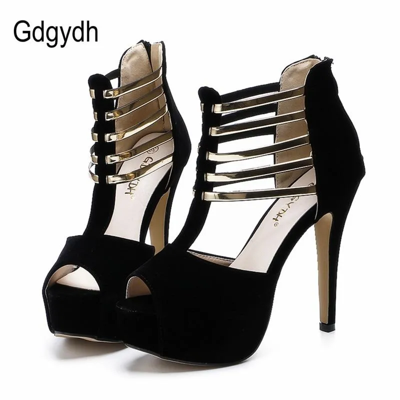 Summer fashion high-heeled shoes women metal decoration thin heels open toe high heels Shoes Pumps Red