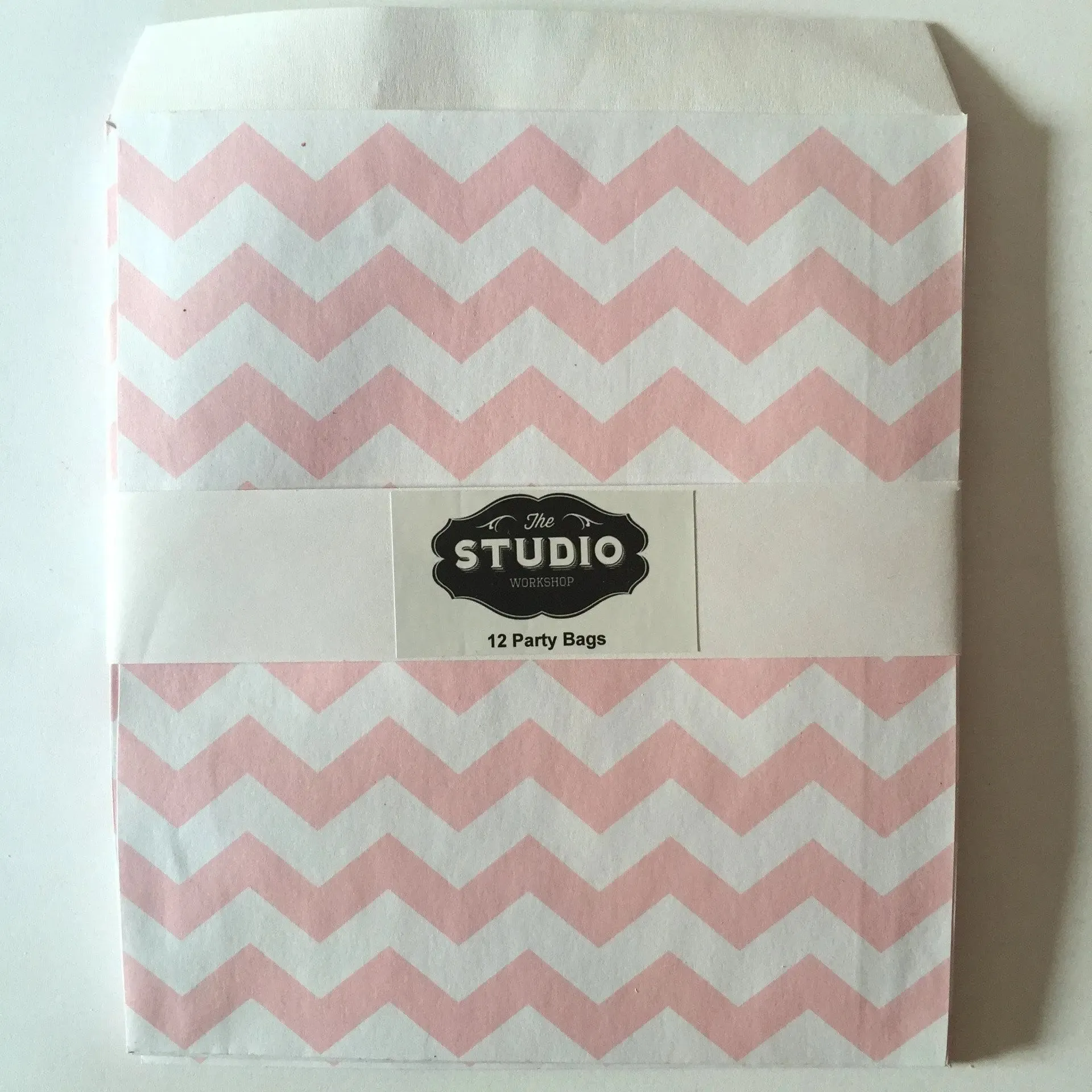 The Studio Workshop Pale Pink Chevron Party Bags - 12 Pkt