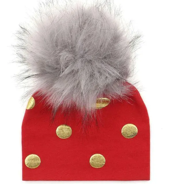 Unisex Baby Faux Pompom Warm Winter Cotton Hats