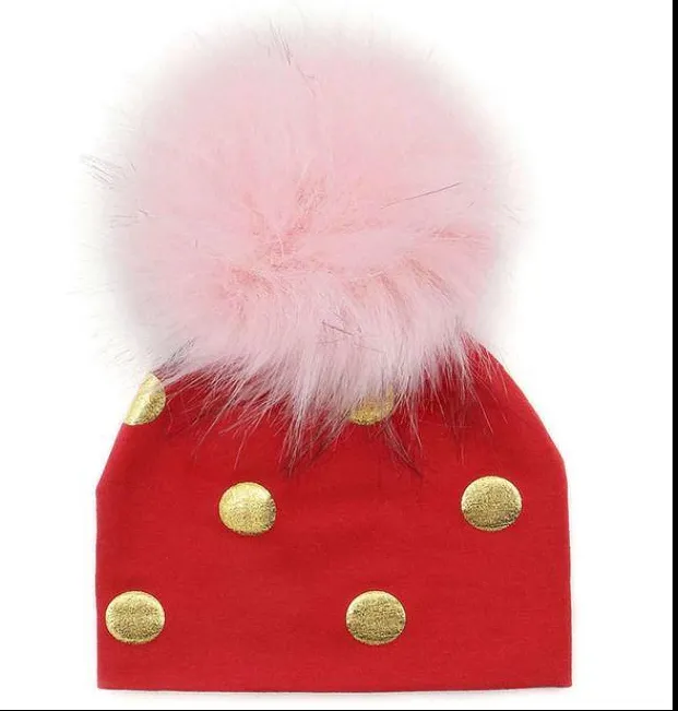 Unisex Baby Faux Pompom Warm Winter Cotton Hats