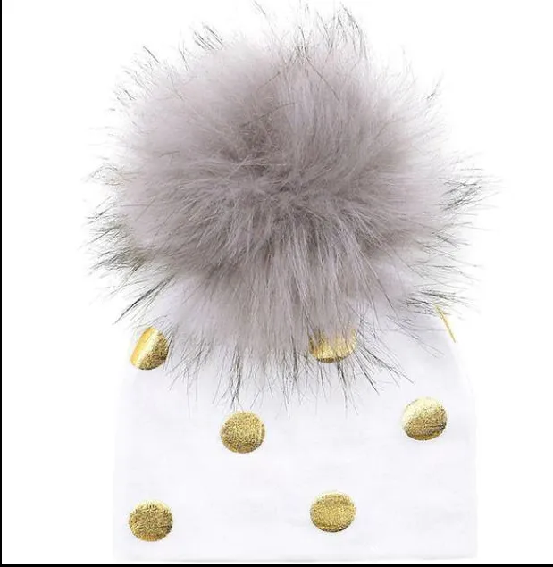 Unisex Baby Faux Pompom Warm Winter Cotton Hats