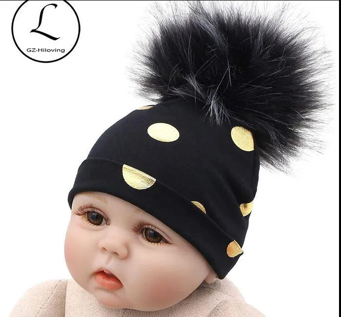 Unisex Baby Faux Pompom Warm Winter Cotton Hats