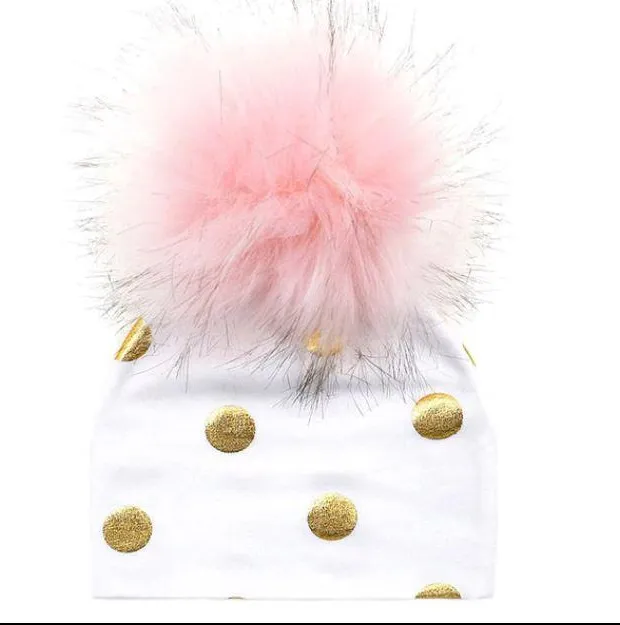 Unisex Baby Faux Pompom Warm Winter Cotton Hats