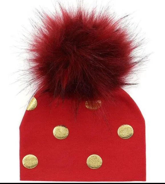 Unisex Baby Faux Pompom Warm Winter Cotton Hats