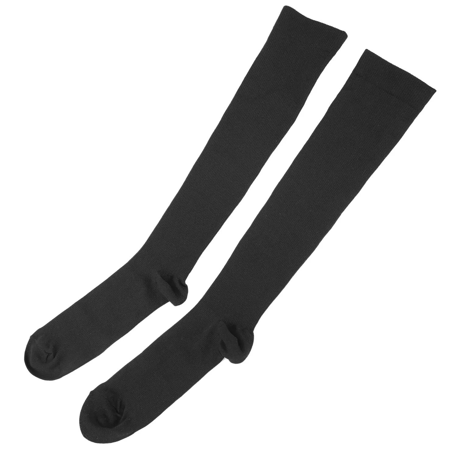 Unisex Compression Socks 15-20 mmHg Graduated Support Sports Fitness Socks for Running Athletic Circulation Recovery Polyester Solid Black