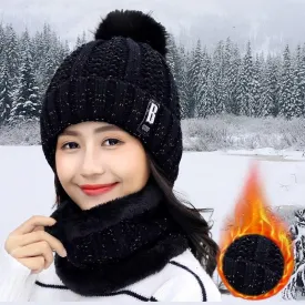 Unisex Winter Warm Fleece Balaclava Knitted Hat and Neck Warmer Sets