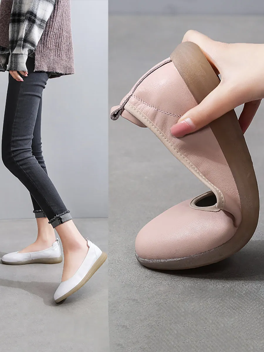 Women Summer Casual Soft Genuine Leather Falt Shoes