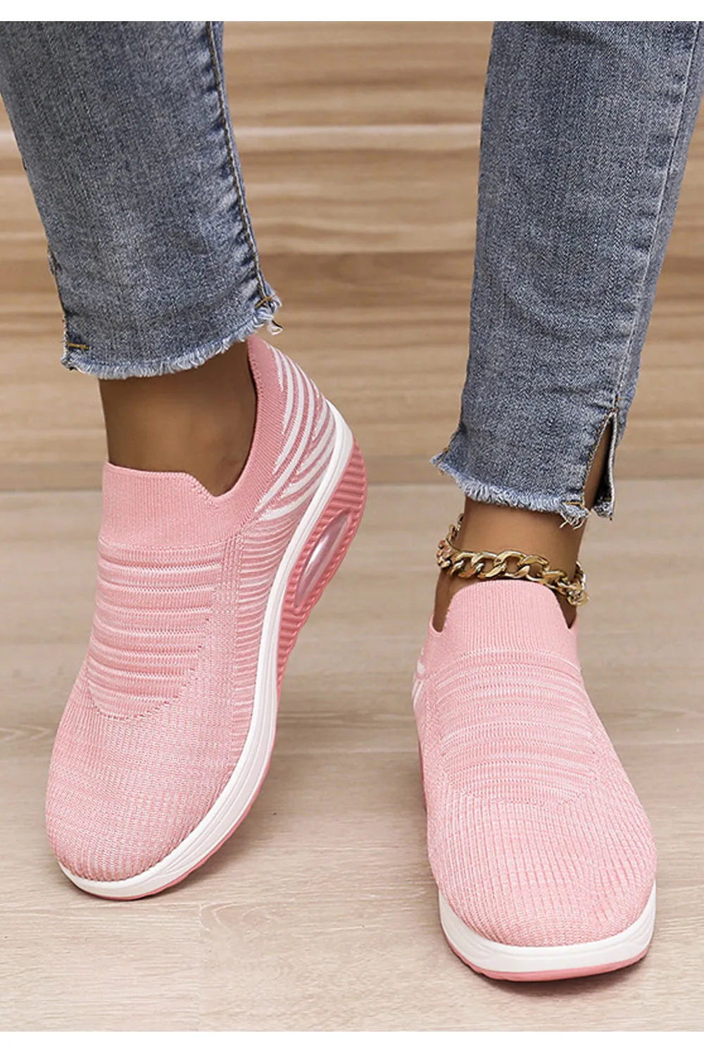 Women Thick Rubber Soled Solid Pattern Modish Autumn Season Comfy Amazing Sneaker Shoes - WSA75081